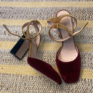 J Crew Velvet Platform Heels